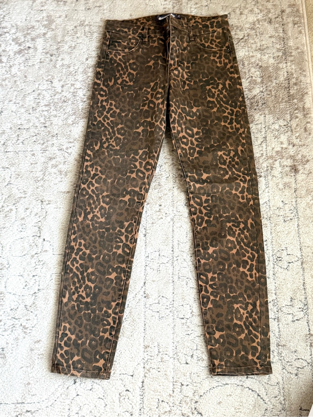 Tractr Blu Leopard Print Women's Skinny Jeans - Brown